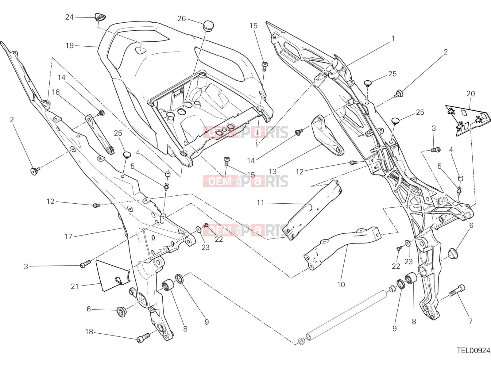 DUCATI 2016 Multistrada 1200 REAR FRAME COMP. [MOD:MS1200]