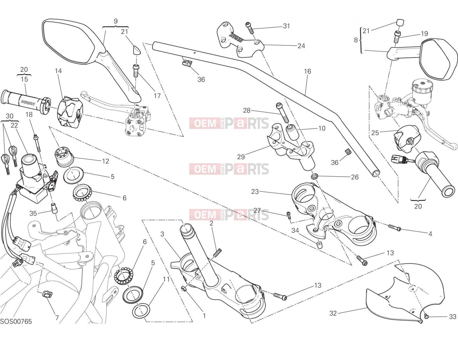 DUCATI 2017 Multistrada 1200 HANDLEBAR [MOD:MS1200]