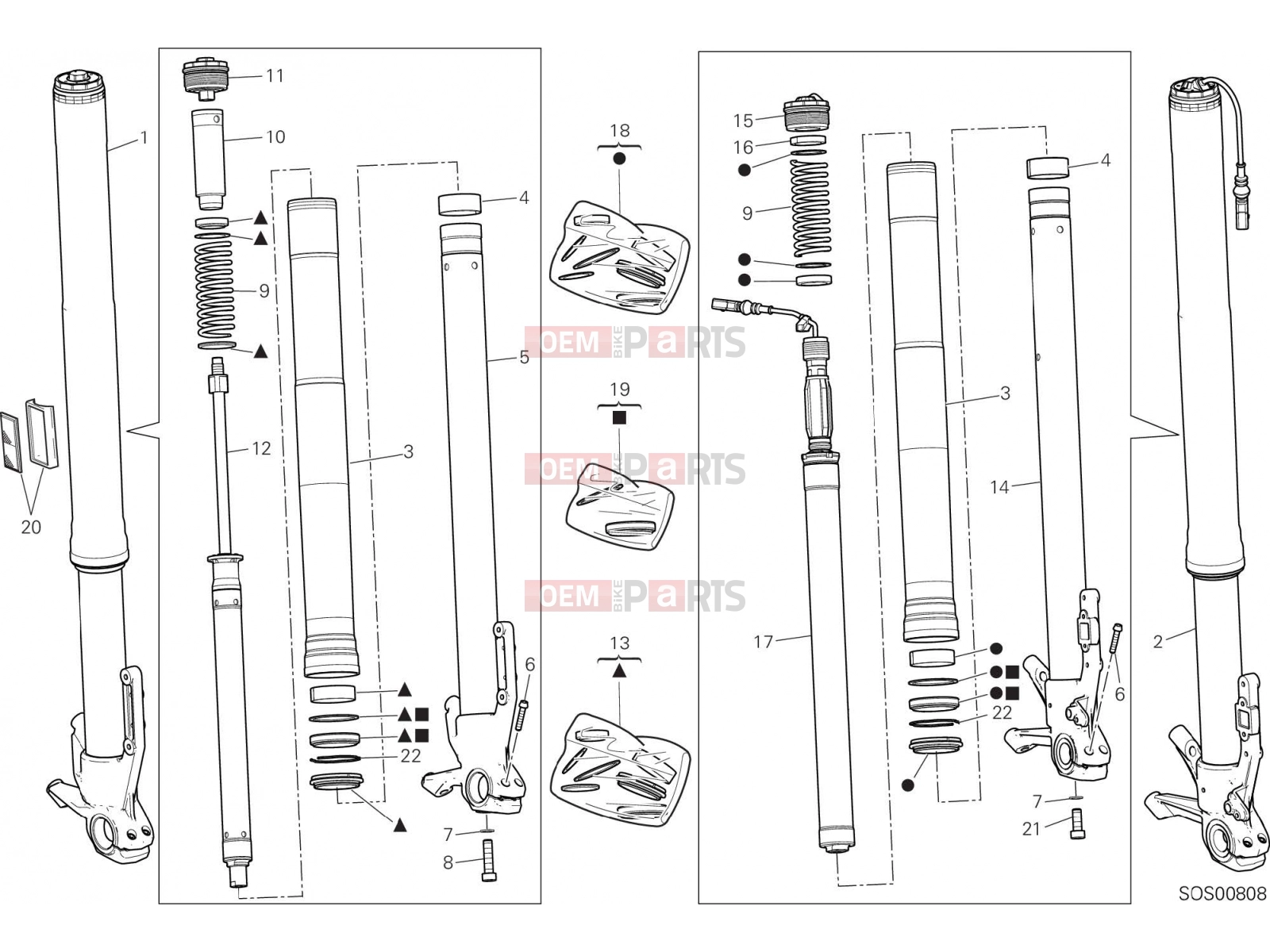 DUCATI 2018 Multistrada 1200 Enduro FRONT FORK [MOD:MS1200E]