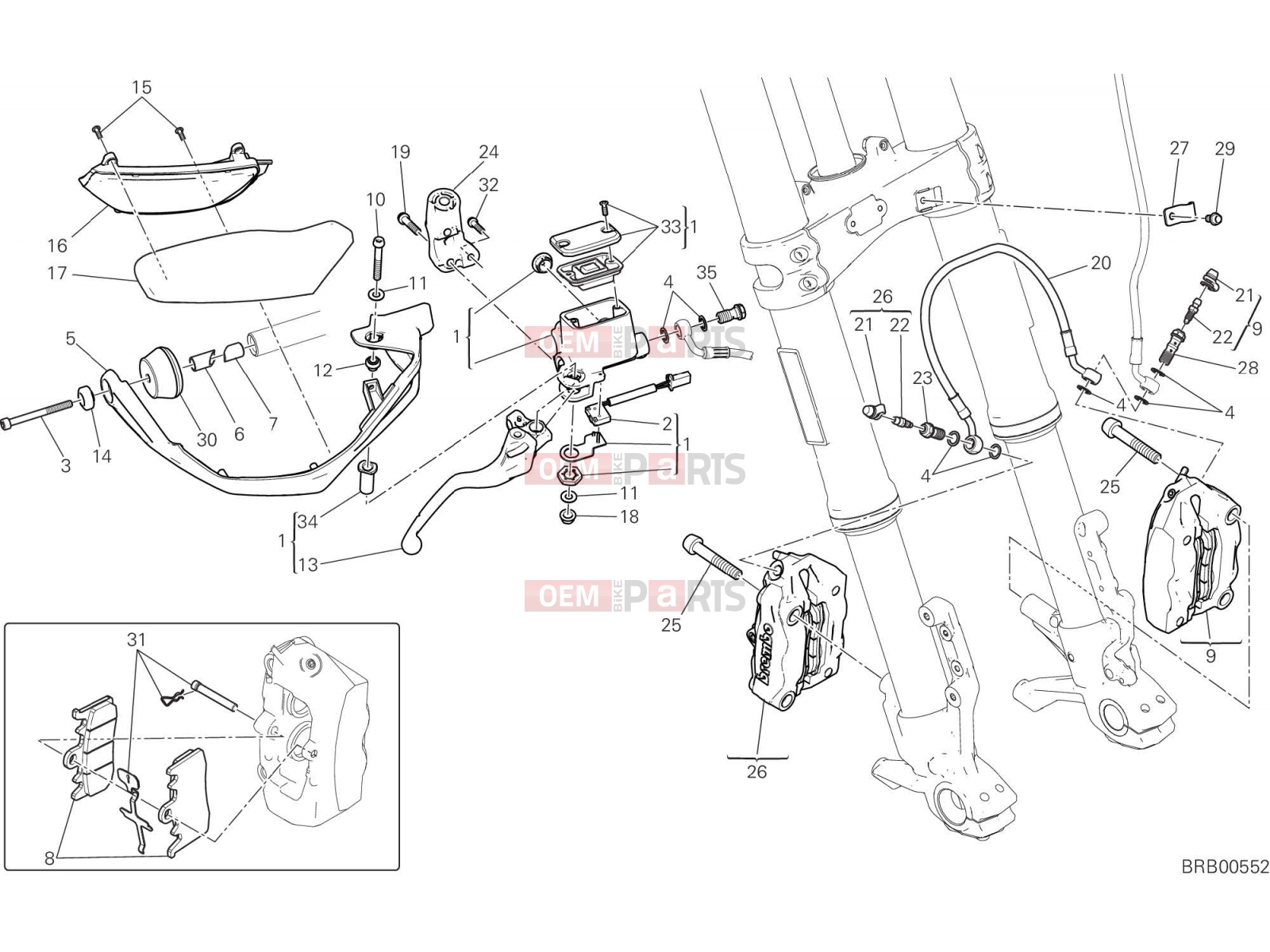 DUCATI 2018 Multistrada 950 FRONT BRAKE SYSTEM [MOD:MS950]