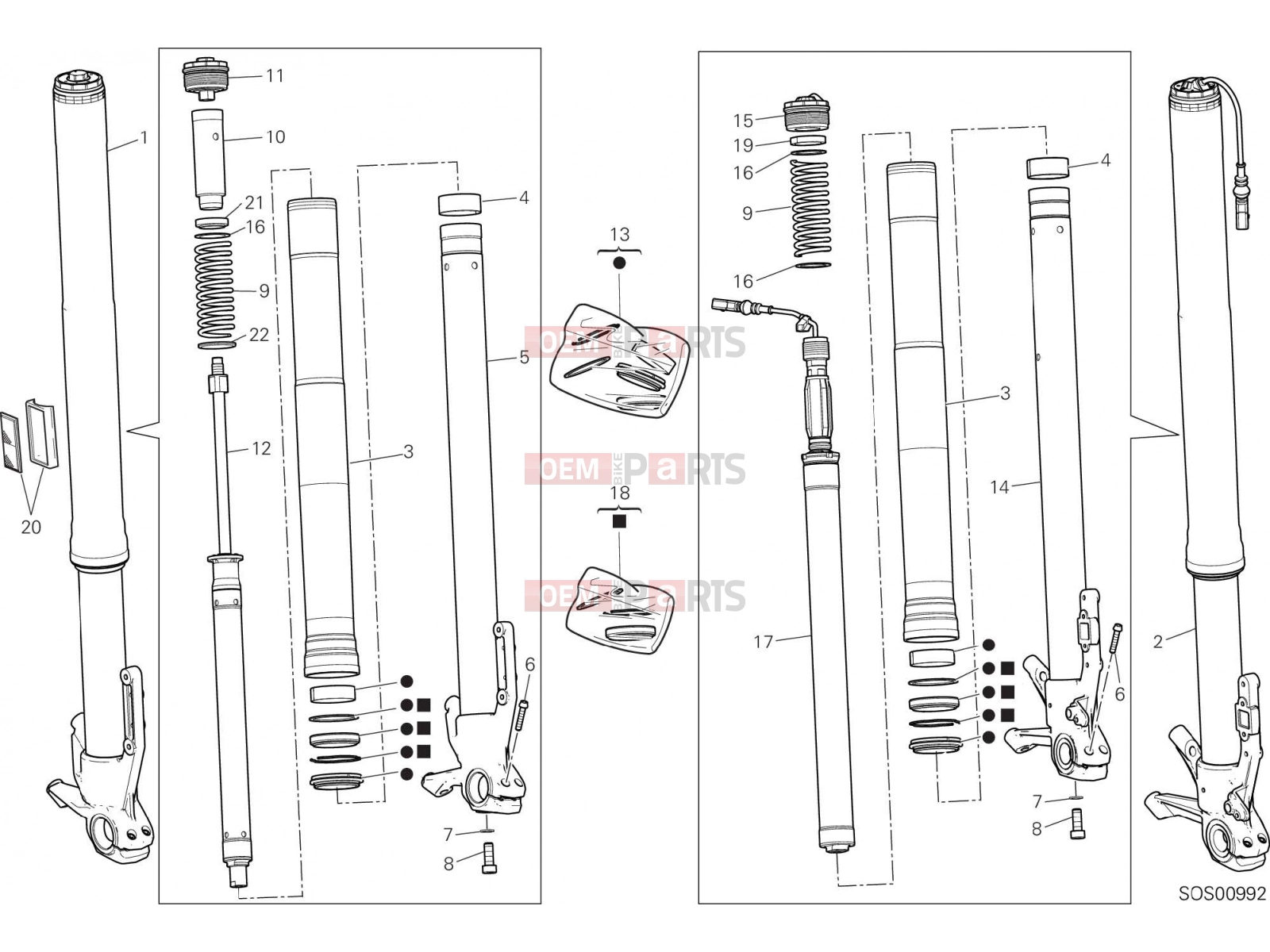 DUCATI 2020 Multistrada 1260 Enduro FRONT FORK [MOD:MS1260E]