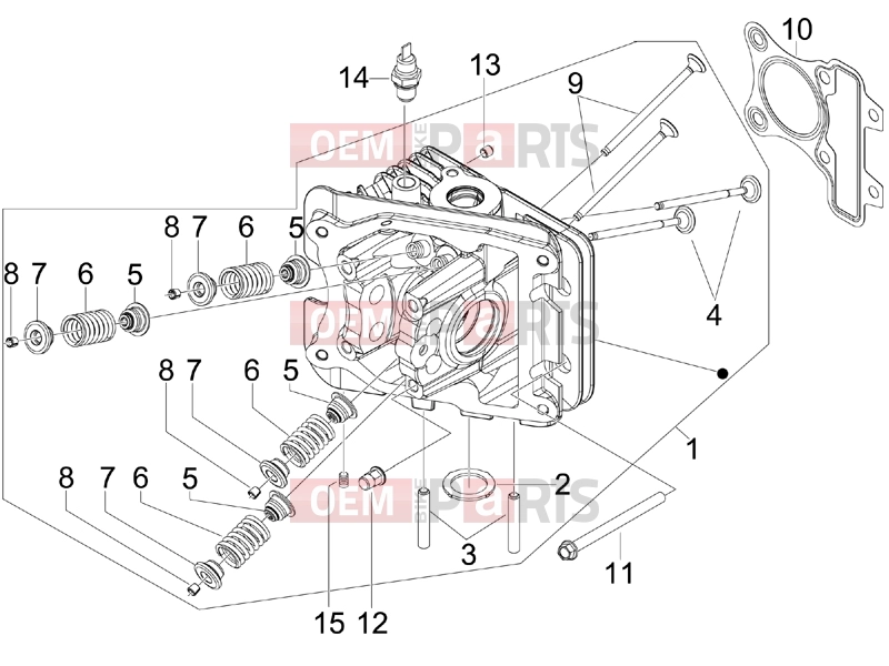 PIAGGIO Typhoon 50 4T 4V E2 (USA, CA) Engine » Head unit - Valve