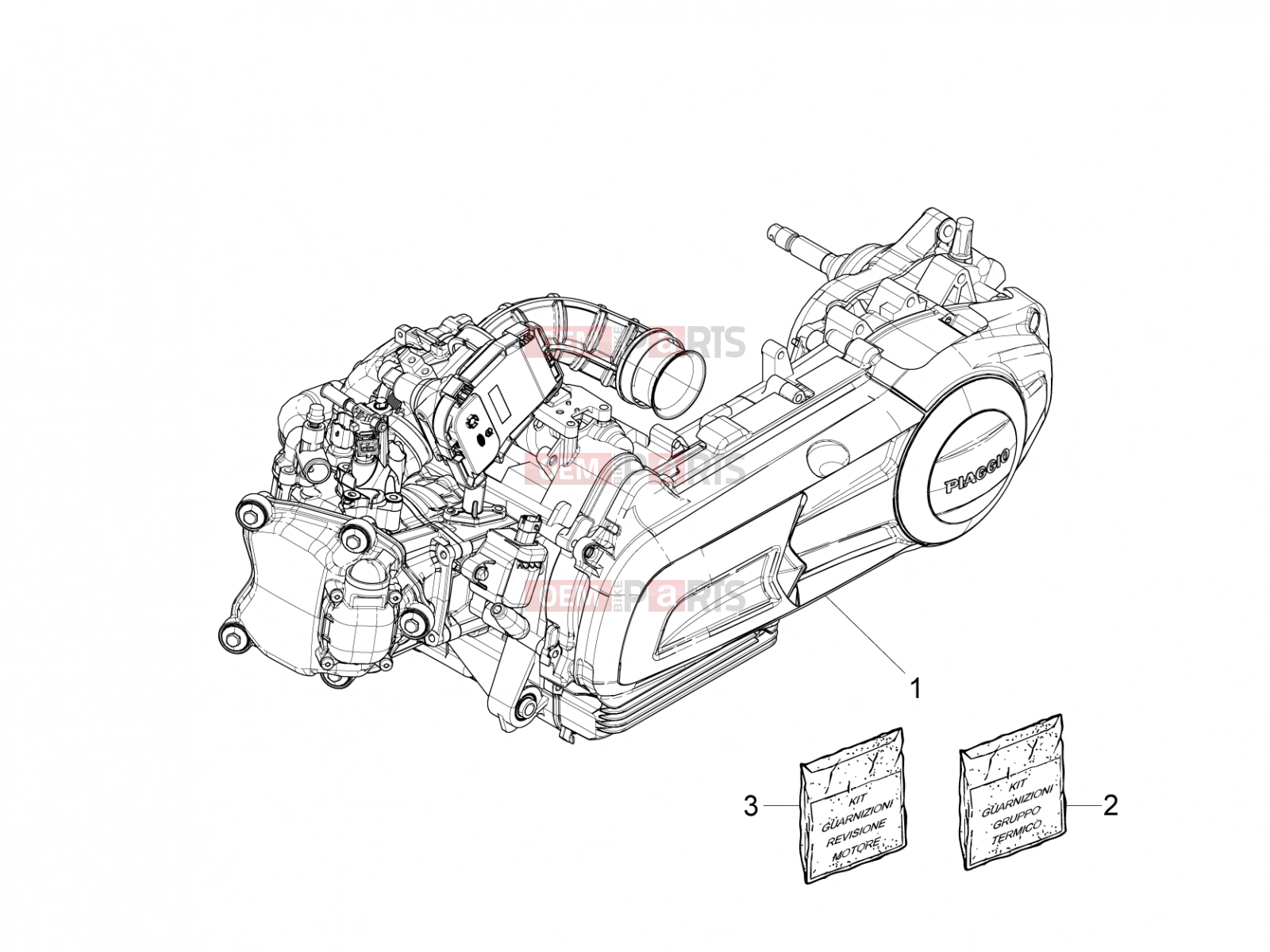 Engine » Engine, assembly - Piaggio Beverly 300 IE ABS (APAC) 2020