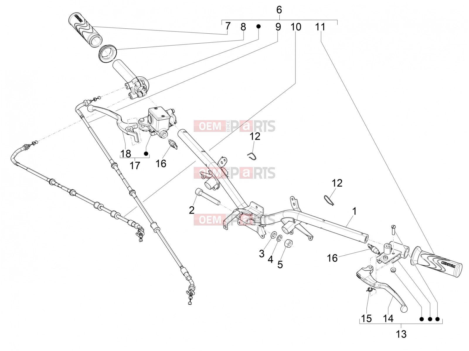 PIAGGIO Liberty 150 Handlebars/Steering » Handlebars - Master cil.