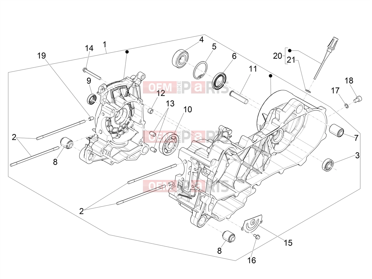 Engine » Crankcase - Piaggio Zip 50 4T 2022
