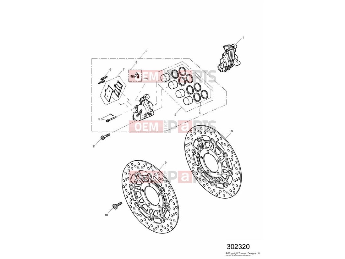 Triumph 2004 SPEED FOUR Front Brake Caliper & Discs