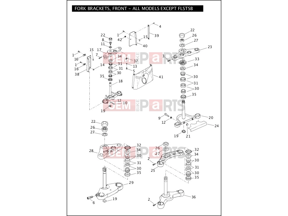Harley-Davidson 2011 SOFTAIL BLACKLINE  - FXS FORK BRACKETS, FRONT - ALL EXCEPT FLSTSB