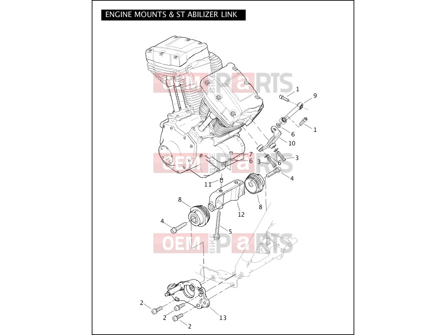 Harley-Davidson 2010 TOURING ELECTRA GLIDE CLASSIC  - FLHTC ENGINE MOUNTS & STABILIZER LINK
