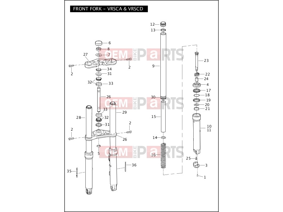 Harley-Davidson 2006 VRSC VRSCA V-ROD  - VRSCA FRONT FORK - VRSCA & VRSCD