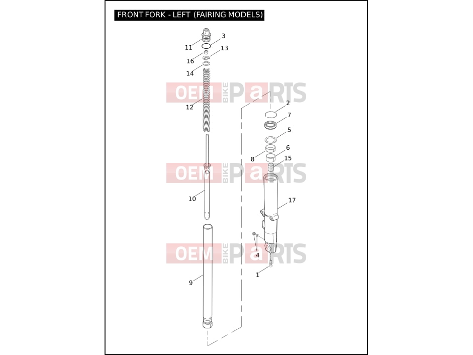 Harley-Davidson 2004 TOURING ELECTRA GLIDE STANDARD  - FLHTI FRONT FORK - LEFT (FAIRING MODELS)