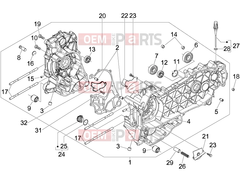 PIAGGIO Fly 150 (LBMM57) Engine » Crankcase