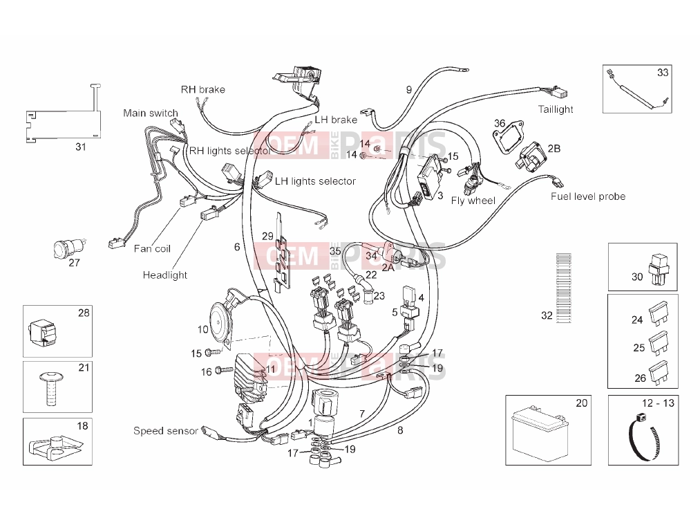 Tables » Electrical system - Derbi Rambla 125-250 2010