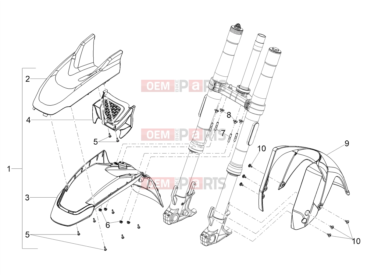 MOTOGUZZI V85 TT Strada E5+ (EU) Body » Front mudguard-Pillar