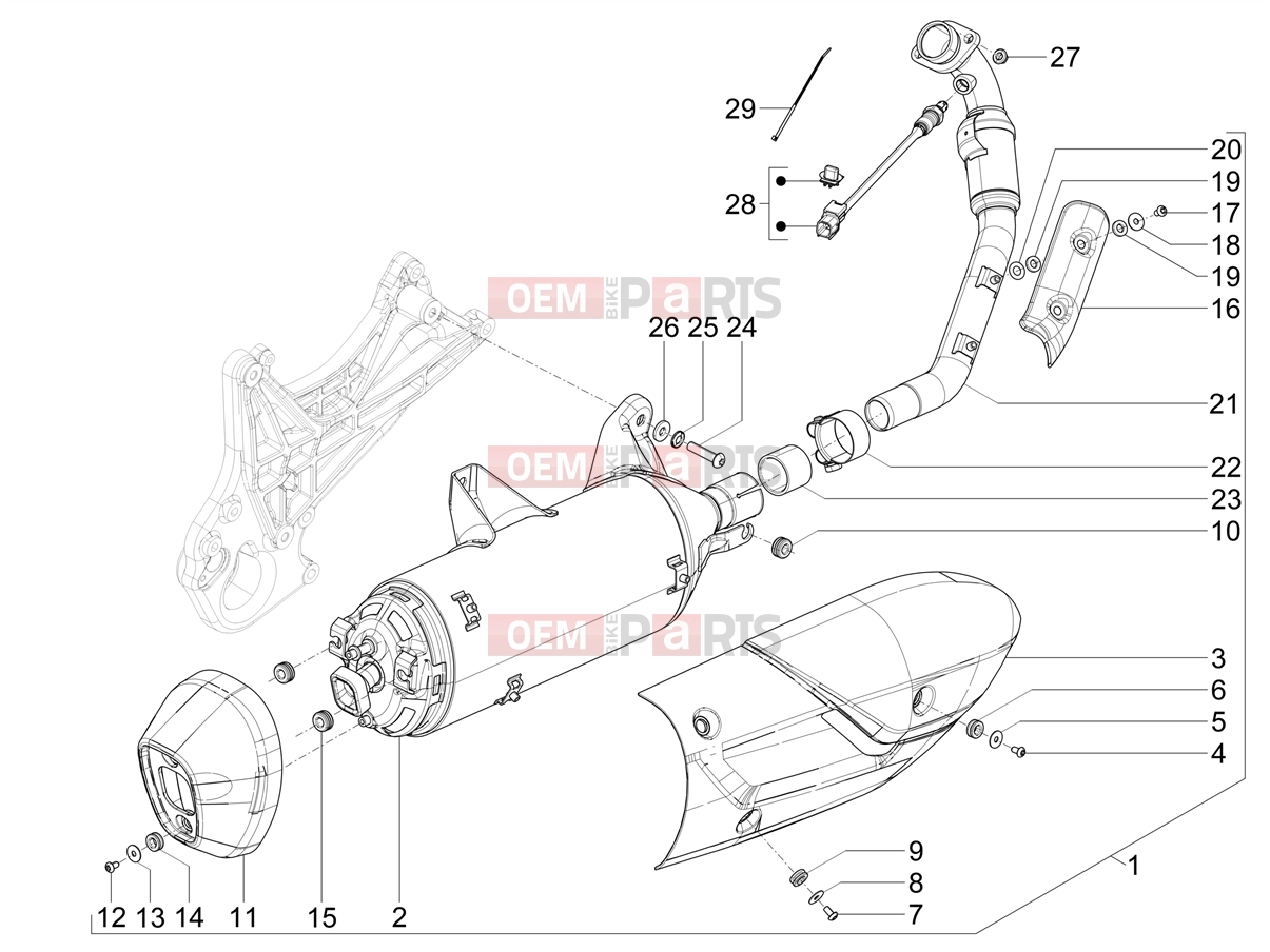 PIAGGIO Beverly 300 Deep Black E5 MY23 (EU) Engine » Silencer