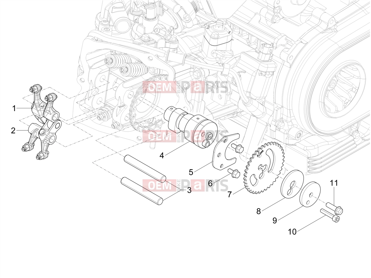 PIAGGIO Beverly 310 Classic - Sport E5+ (EU) Engine » Rocking levers support unit