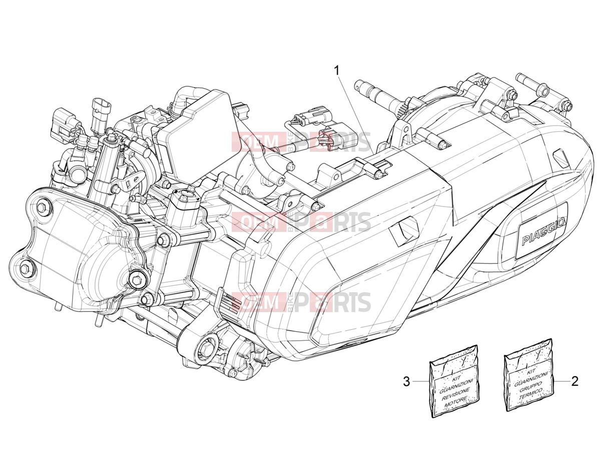 Engine » Engine assembly - Piaggio Beverly 400 HPE E5 (EU) 2021