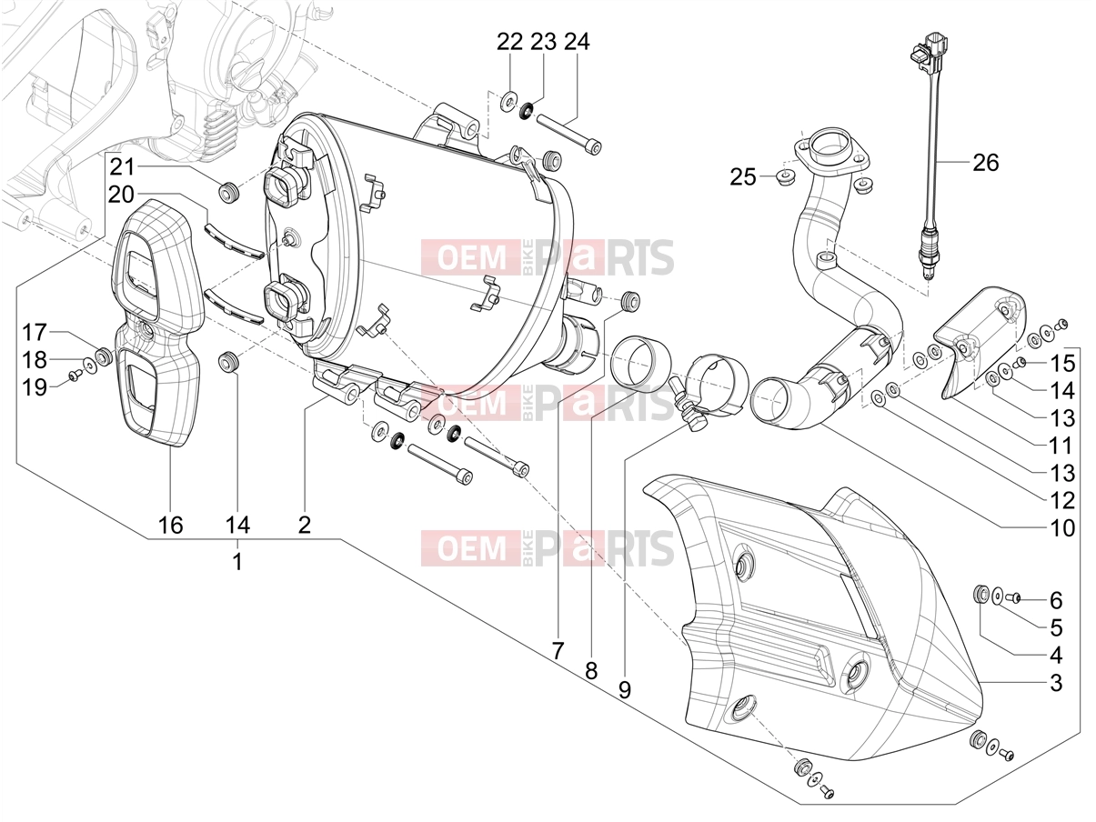 PIAGGIO BV 400 Deep Black E5 (CA, USA) Engine » Silencer
