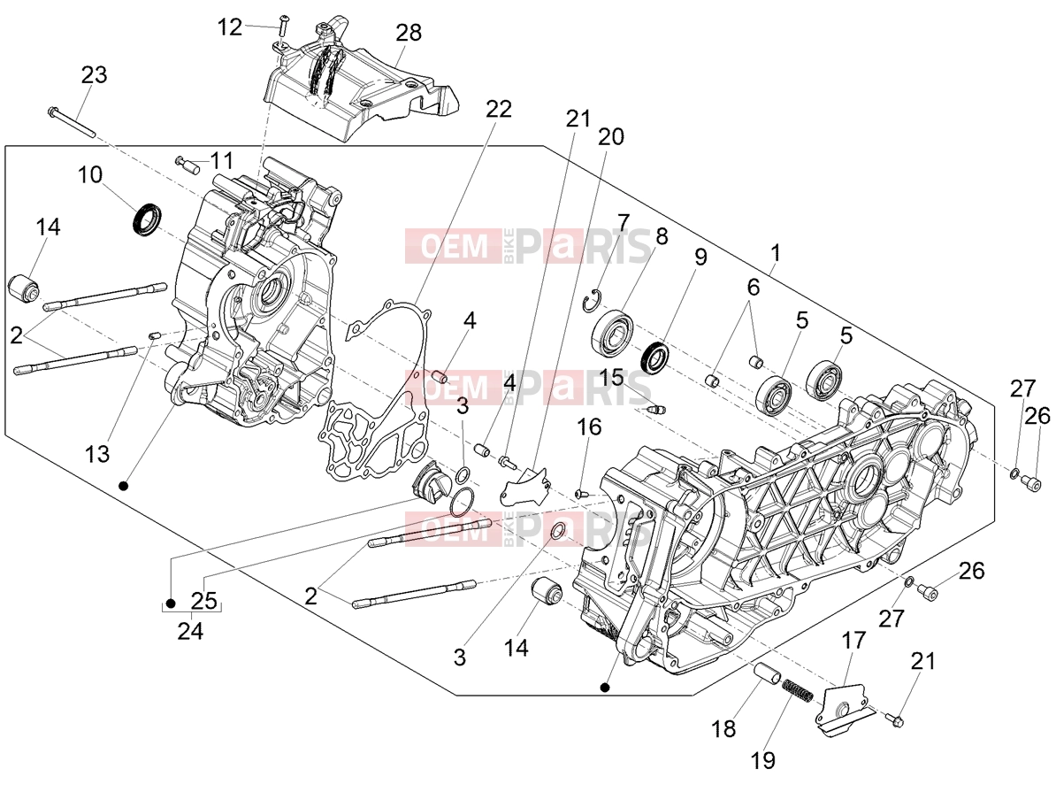 Engine » CRANKCASE - Piaggio Medley 200 E5+ (EU) 2024