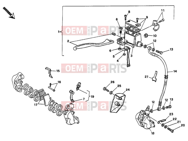 DUCATI 1993 Monster 600 FRONT BRAKE SYSTEM SINGLE DISK » BRAKING SYSTEM