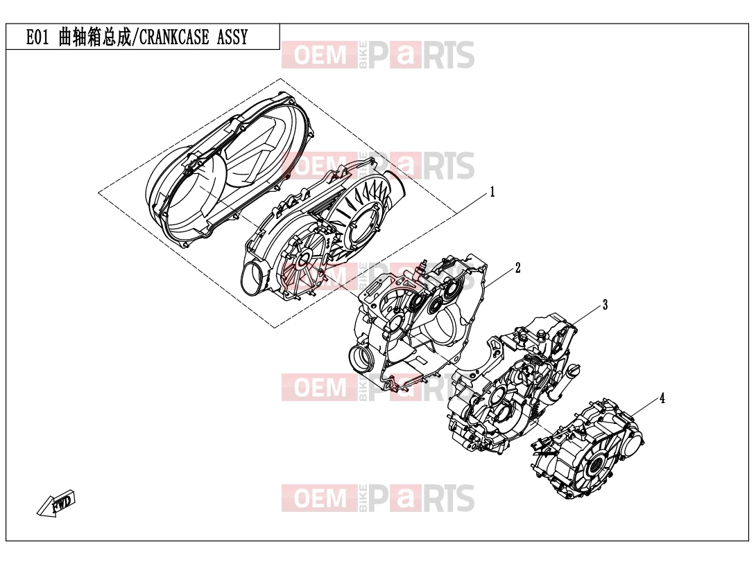 CFMOTO 2017 UTV UFORCE 550 (CF500UU) CRANKCASE ASSY. - E01
