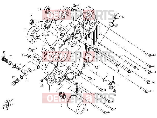 CFMOTO 2012 UTV UFORCE 600 (CF600-5) LEFT CRANKCASE - E02