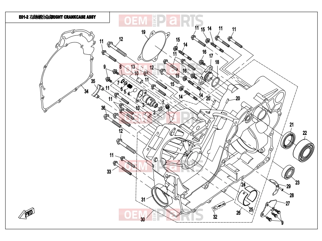 CFMOTO 2015 UTV UFORCE 800 (CF800-3) RIGHT CRANKCASE ASSY - E01-2