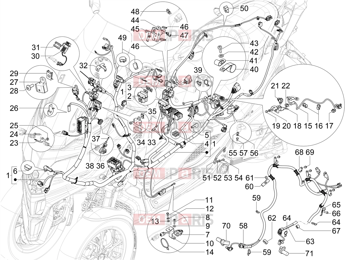 Electrical system » Main cable harness - Piaggio MP3 310 Sport E5+ (EU) 2026