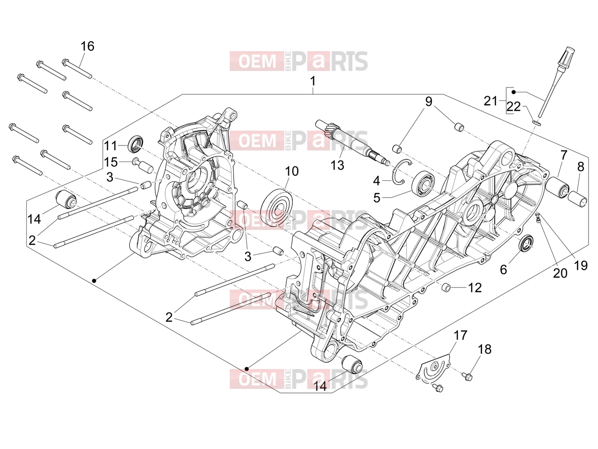 Engine » CRANKCASE - Piaggio Typhoon 50 4T E2 (CA, US) 2024