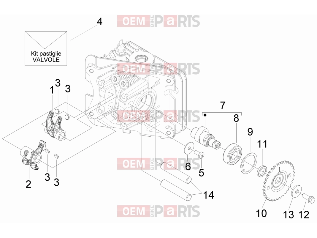 Engine » Rocking levers support unit - Piaggio Typhoon 50 4T E2 (CA, US) 2024