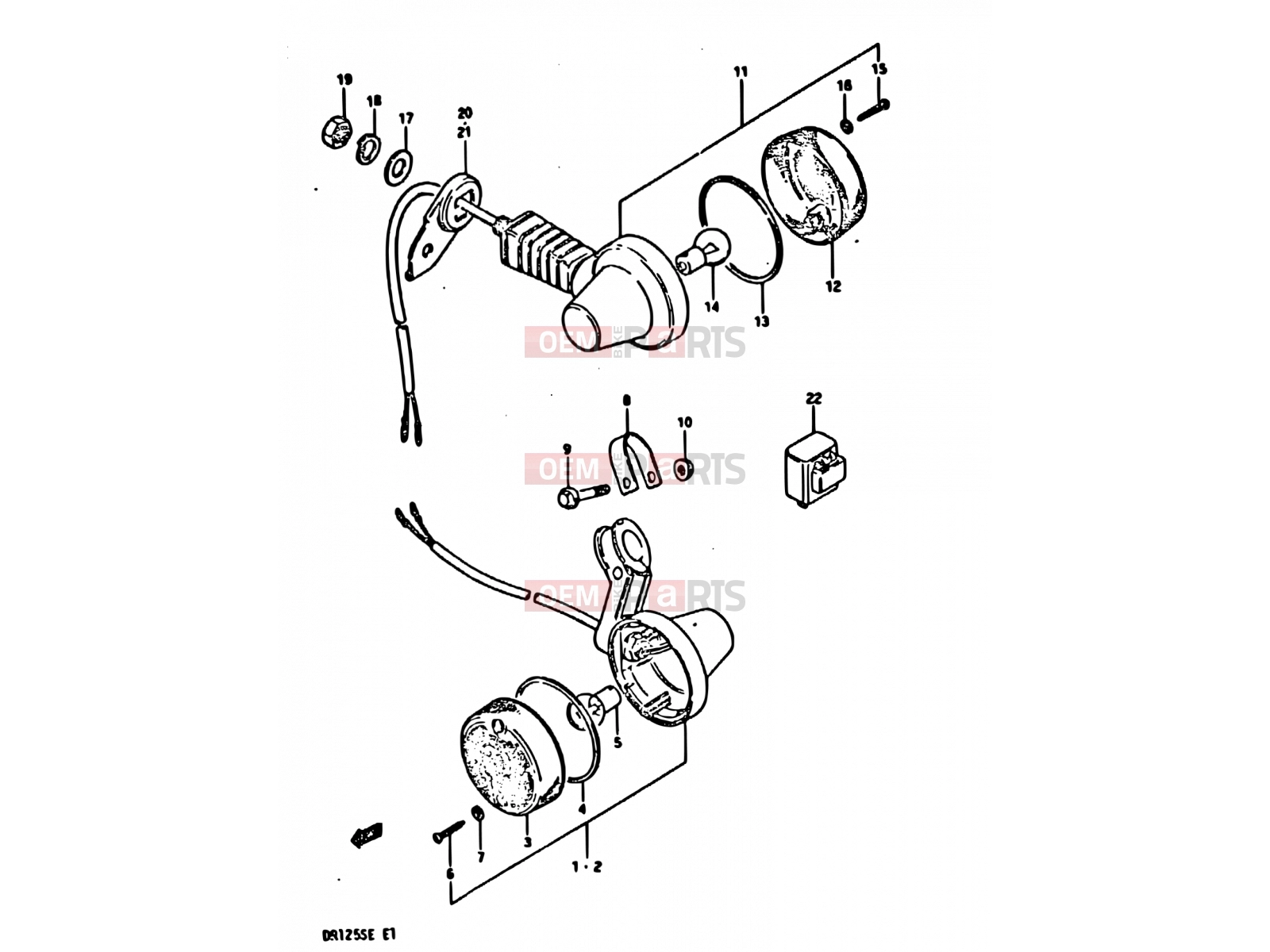 SUZUKI DR125S E (1984) 24 - TURN SIGNAL LAMP (E01, E04, E06, E15, E21, E24)