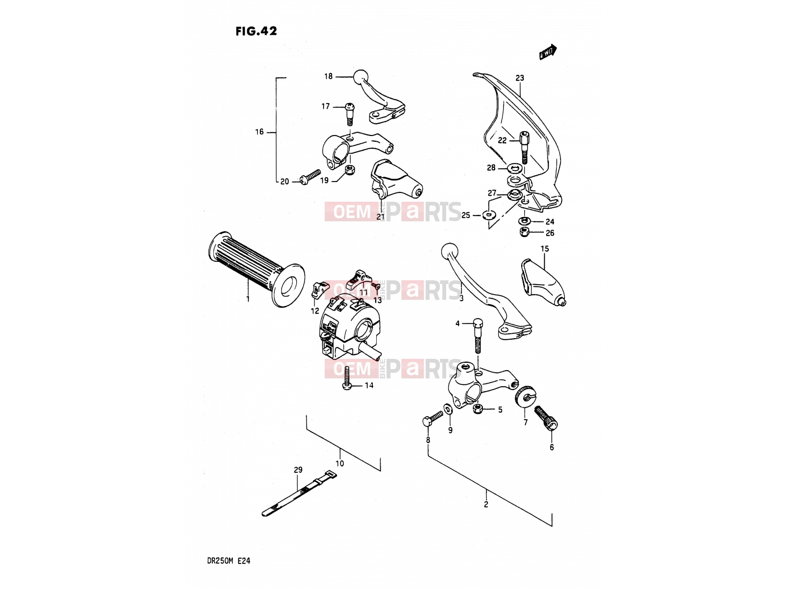 SUZUKI DR200 H (1987) 42 - LIGHT HANDLE SWITCH (E06,E21,E24)