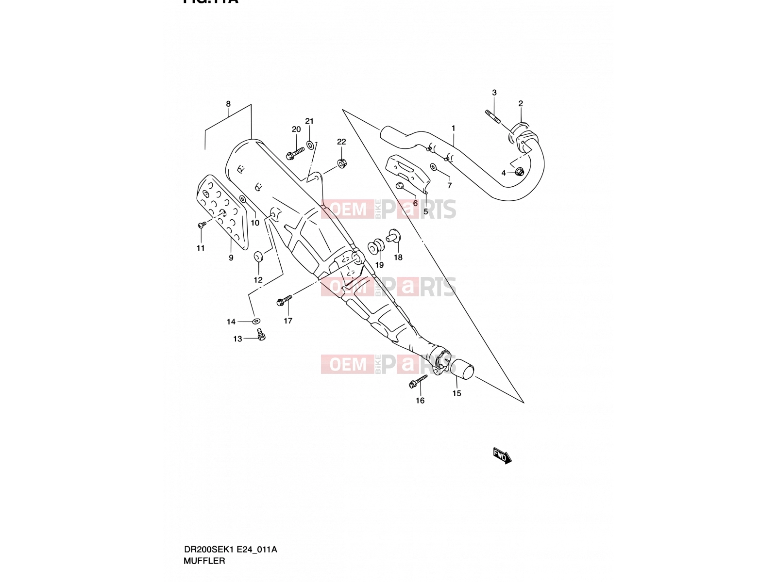 SUZUKI DR200SE K2 (2002) (E06,E24) 11A - MUFFLER (MODEL K2/K3/K4/K5)