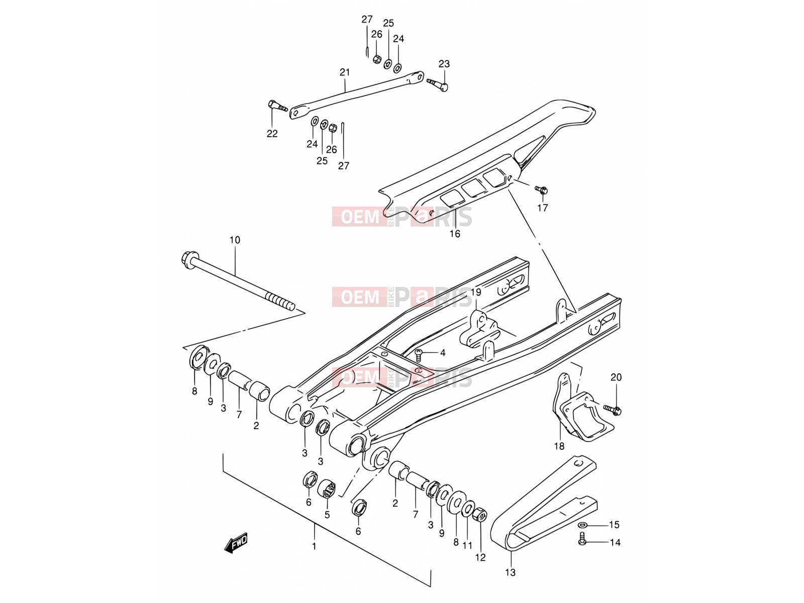 SUZUKI DR200SE K2 (2002) (E06,E24) 44 - REAR SWINGINGARM (MODEL K1/MODEL K2 P09)