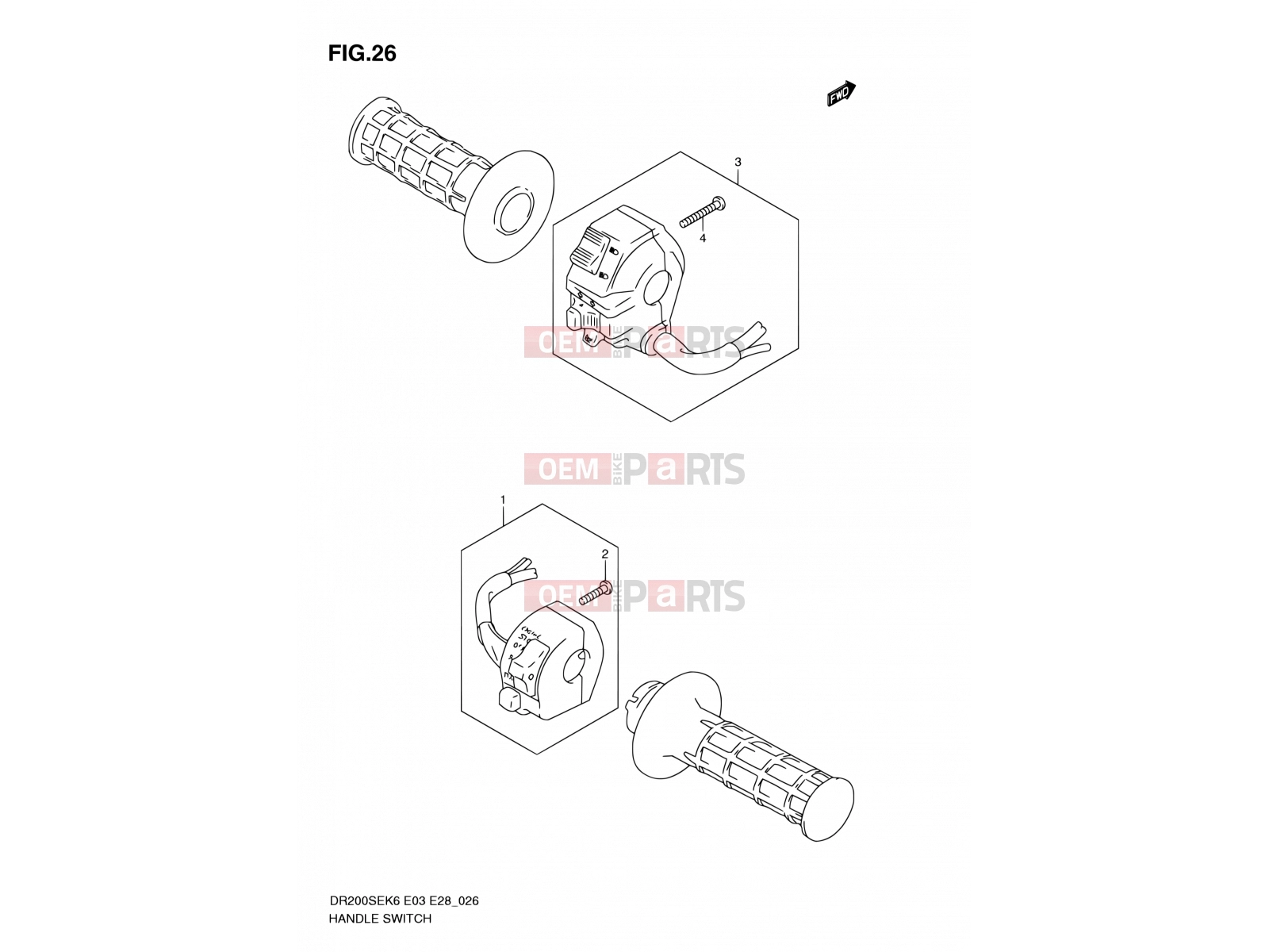SUZUKI DR200SE K7 (2007) (E03,E28,E33) 26 - HANDLE SWITCH