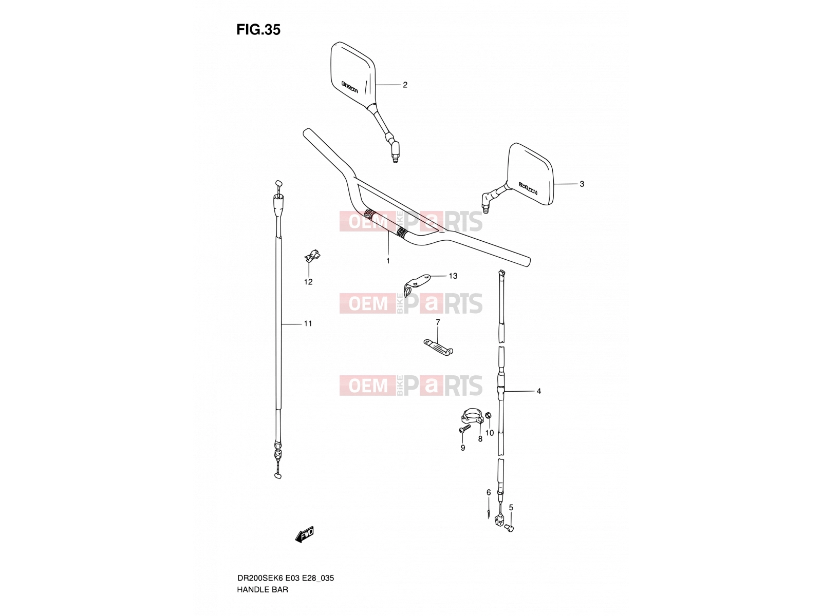 SUZUKI DR200SE K7 (2007) (E03,E28,E33) 35 - HANDLEBAR