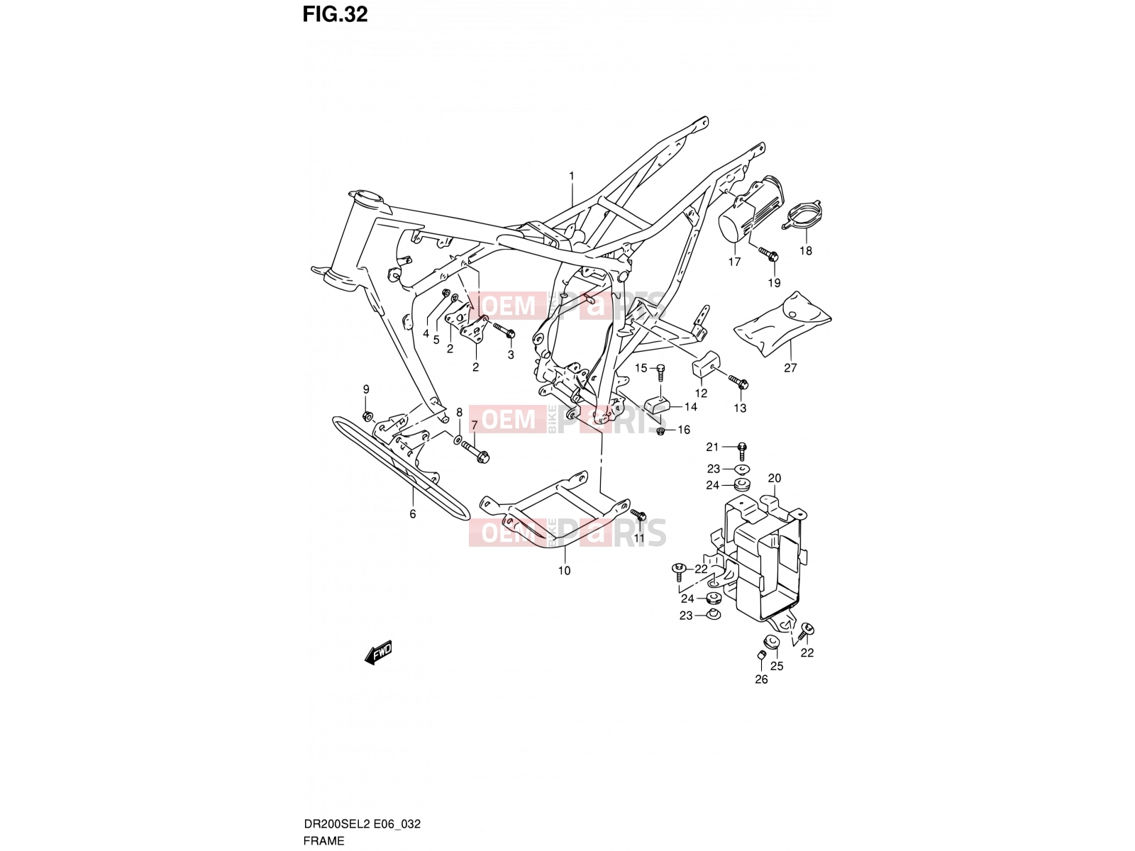 32 - FRAME (DR200SEL2 E24) - Suzuki DR200SE L2 (2012) (E06)