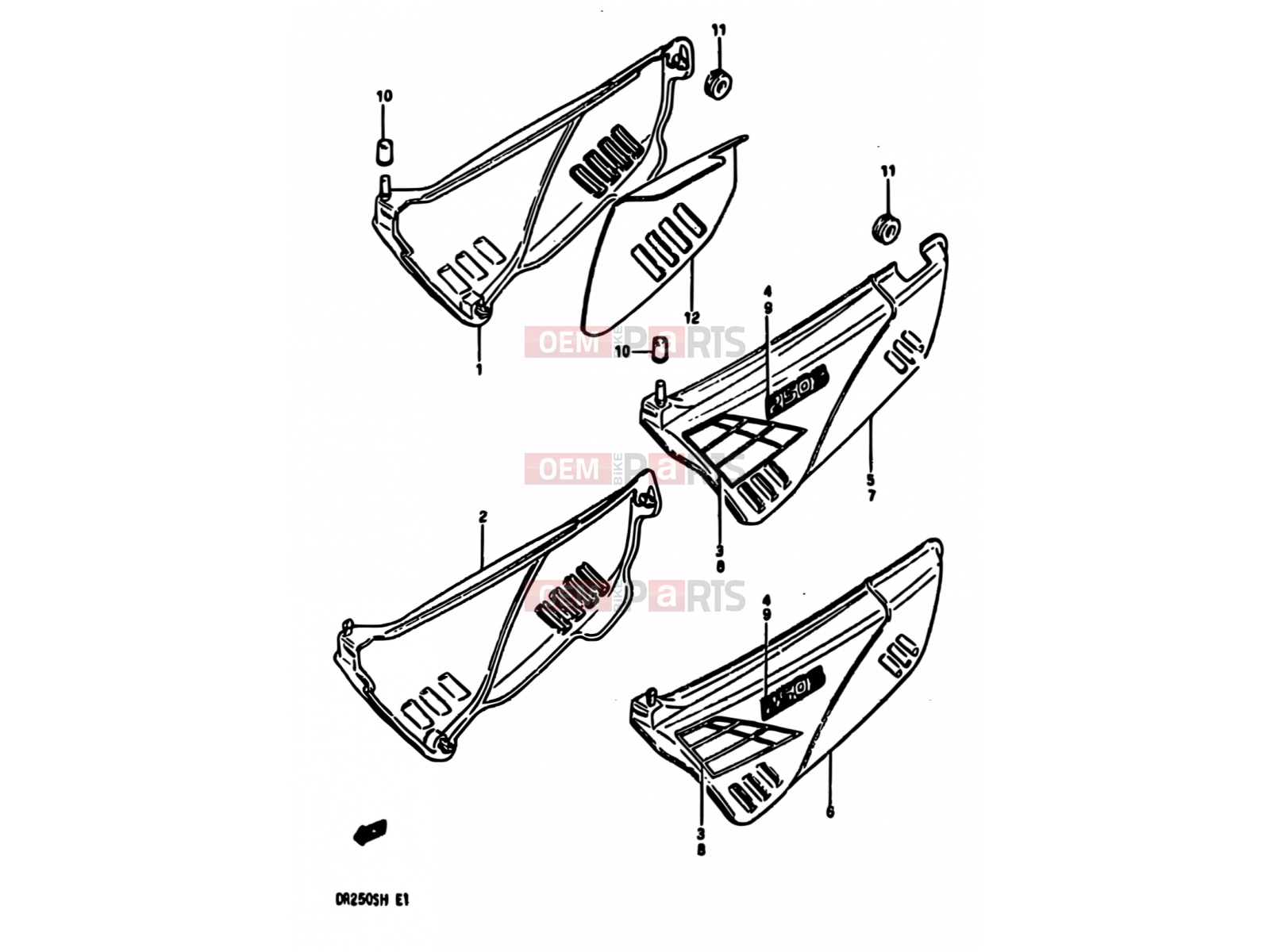 SUZUKI DR250S E (1984) 43 - FRAME COVER (MODEL E)