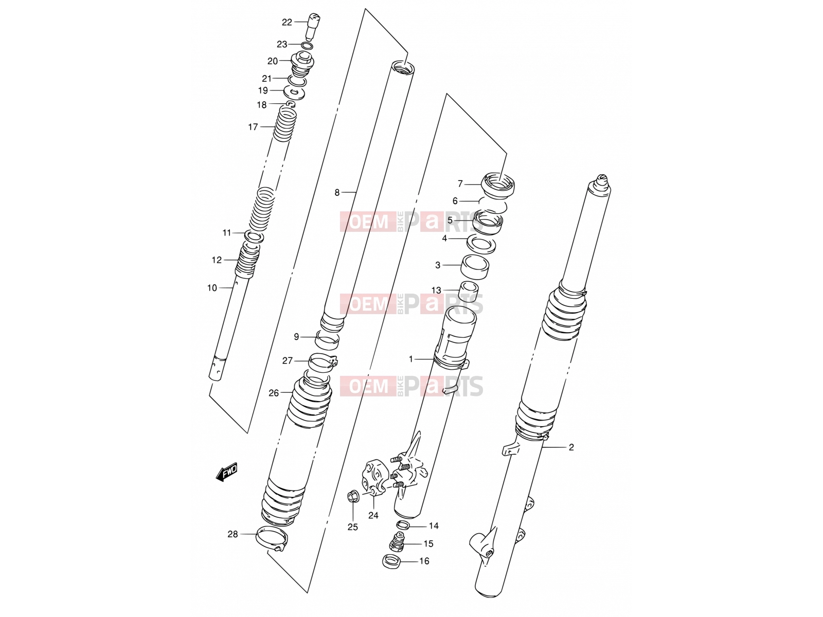 38 - FRONT DAMPER (SEE NOTE) - Suzuki DR350 M (1991) (E01)