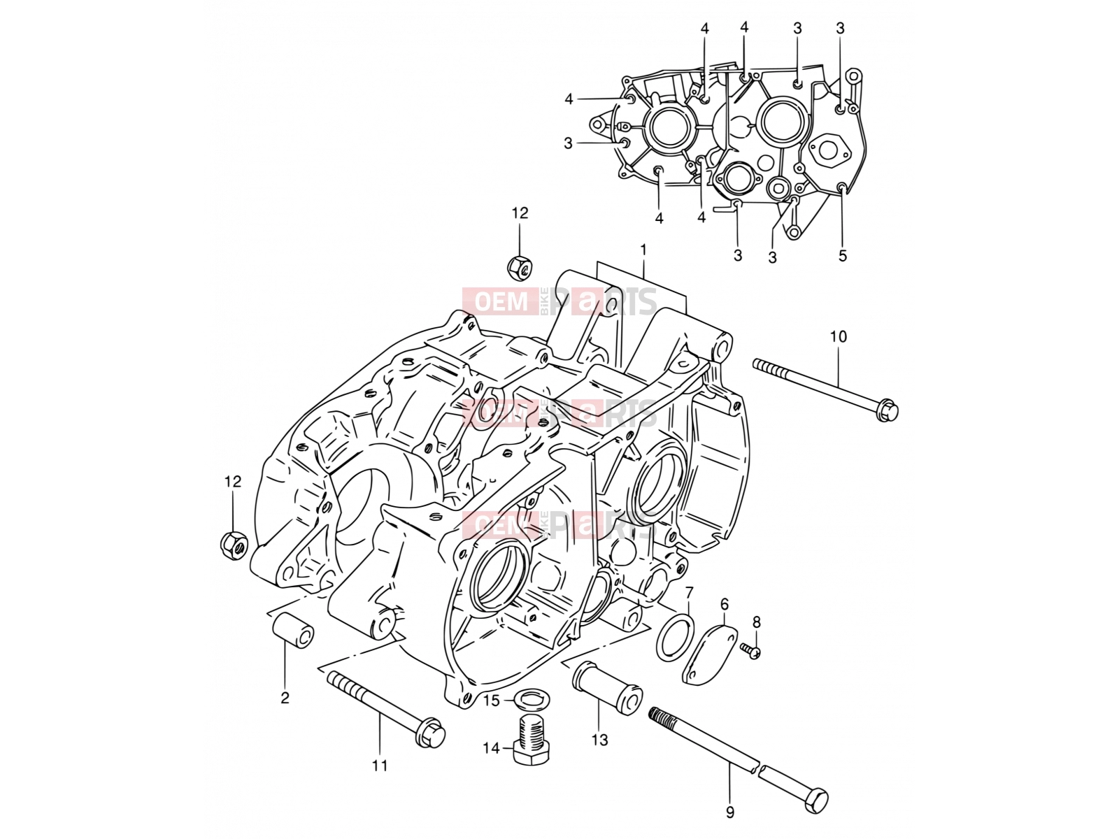 SUZUKI DS80 X (1999) (E03,E28,E33) 2 - CRANKCASE