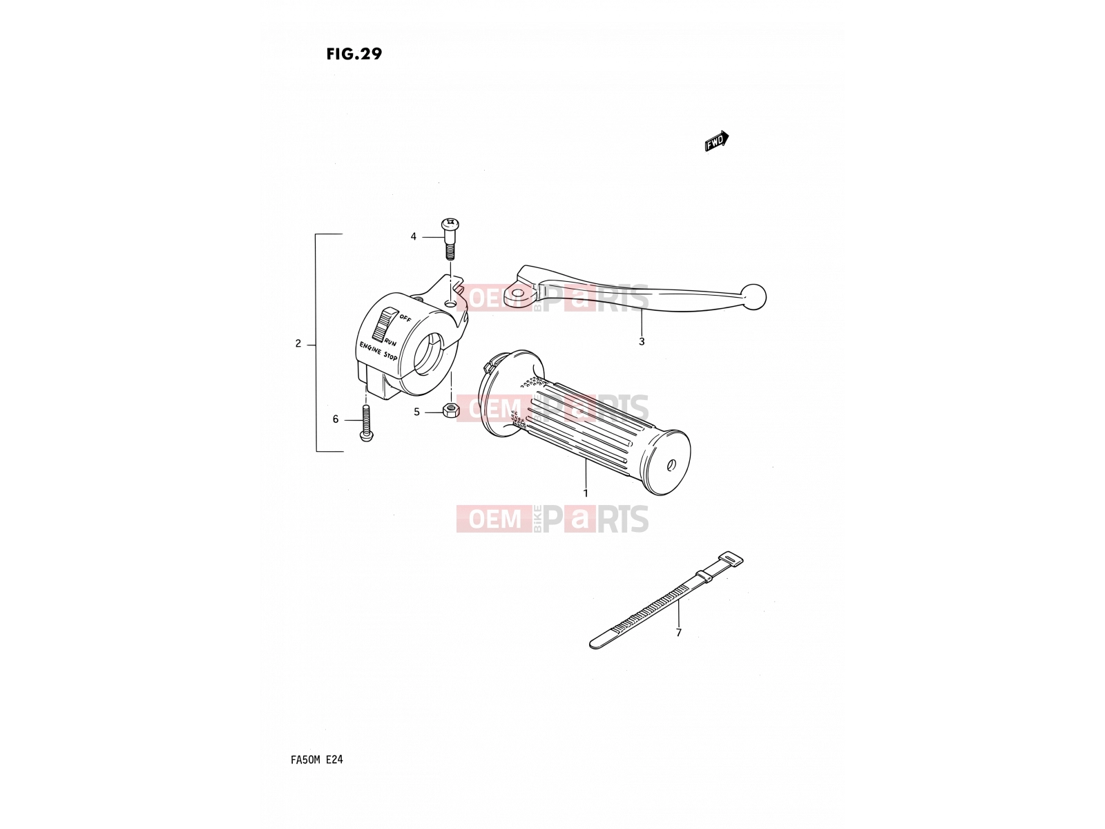 SUZUKI FA50 K (1989) 29 - RIGHT HANDLE SWITCH (E06,E24)