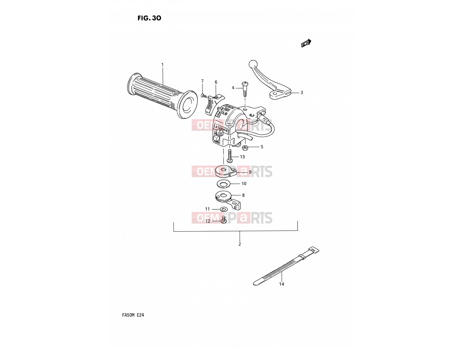 SUZUKI FA50 K (1989) 30 - LEFT HANDLE SWITCH (E06,E24)
