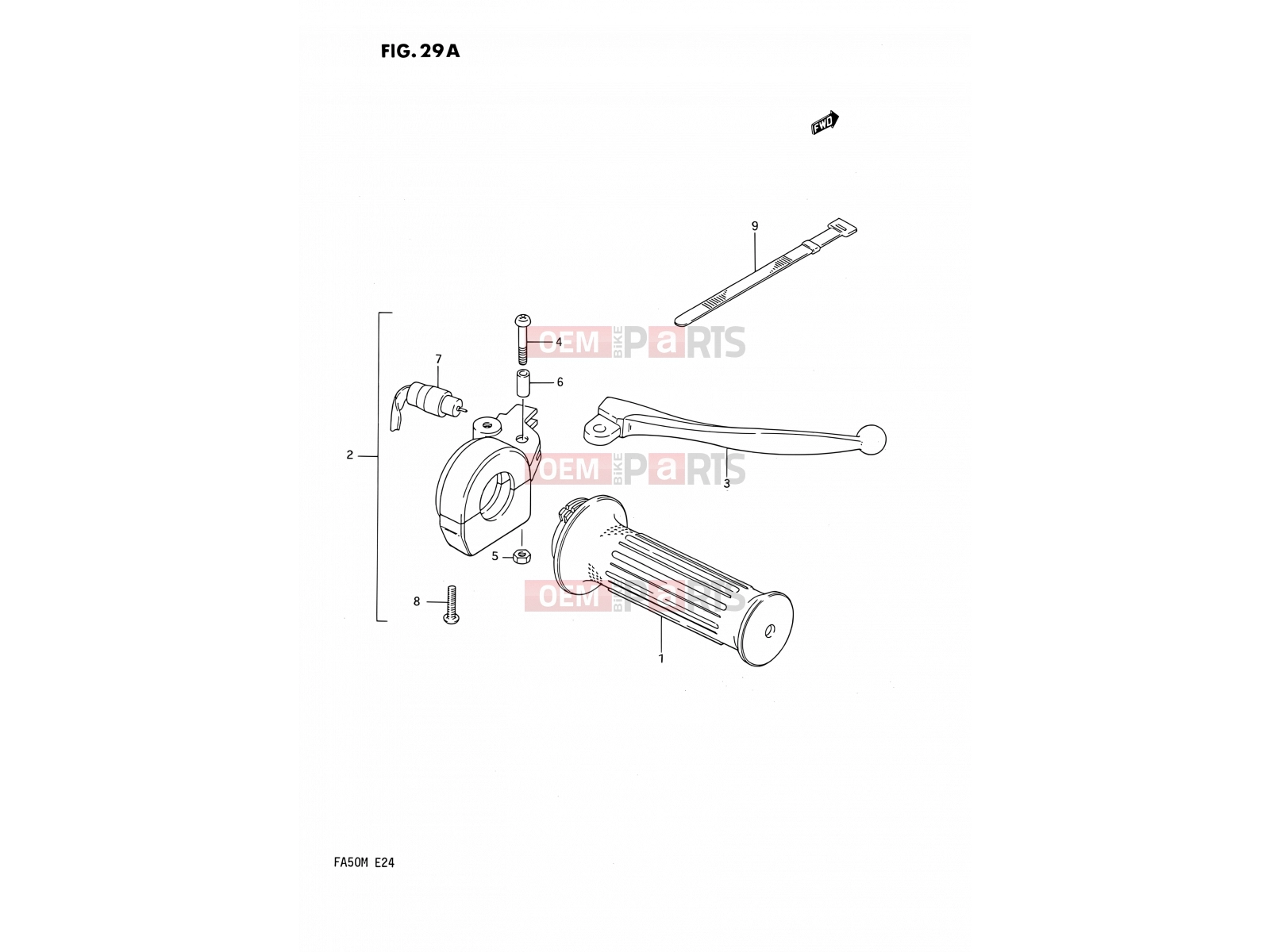 SUZUKI FA50 M (1991) 29A - RIGHT HANDLE SWITCH (E21)