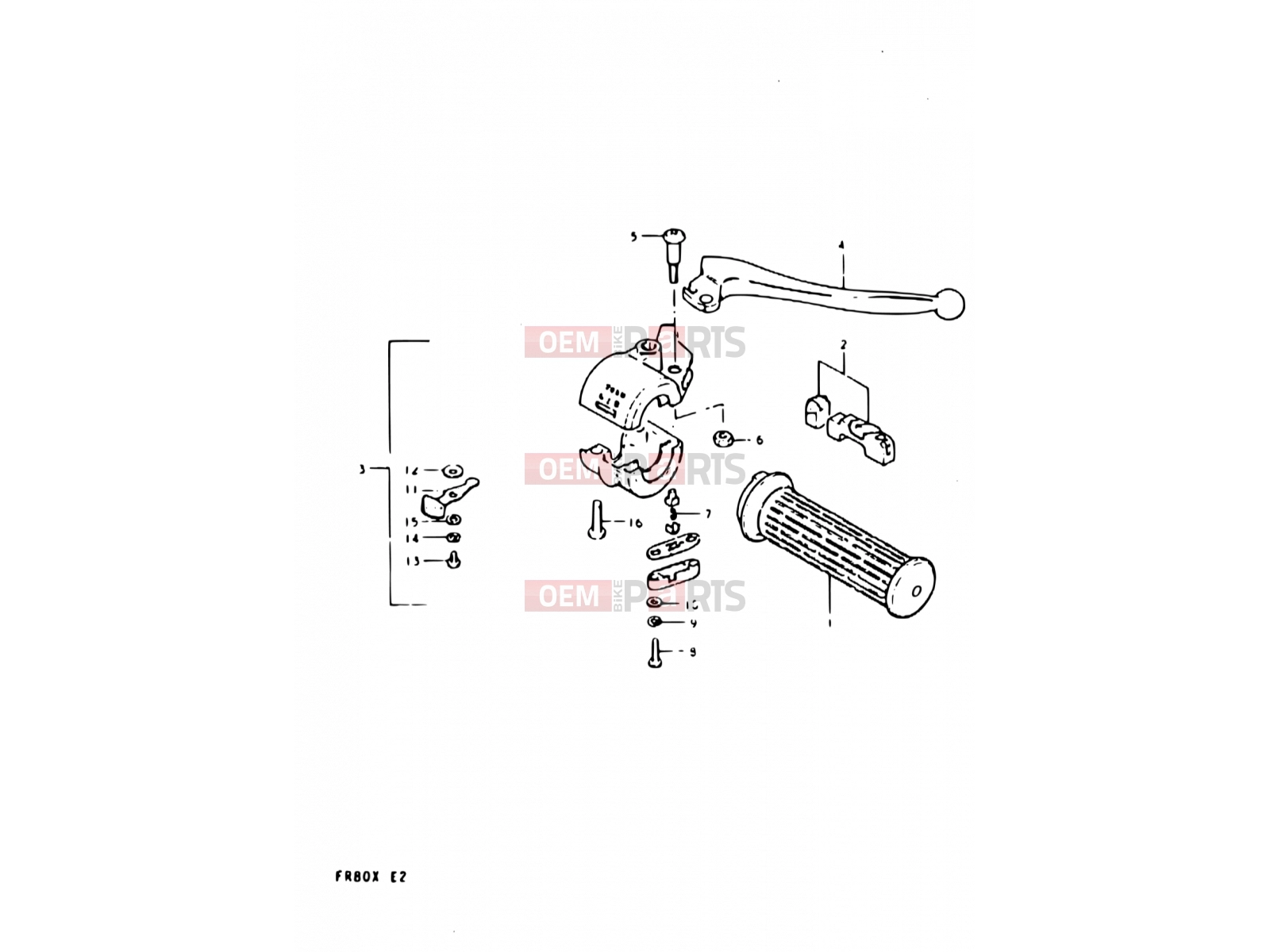 SUZUKI FR80 X (1999) 48 - THROTTLE GRIP - HANDLE SWITCH (E08, E12, E14)