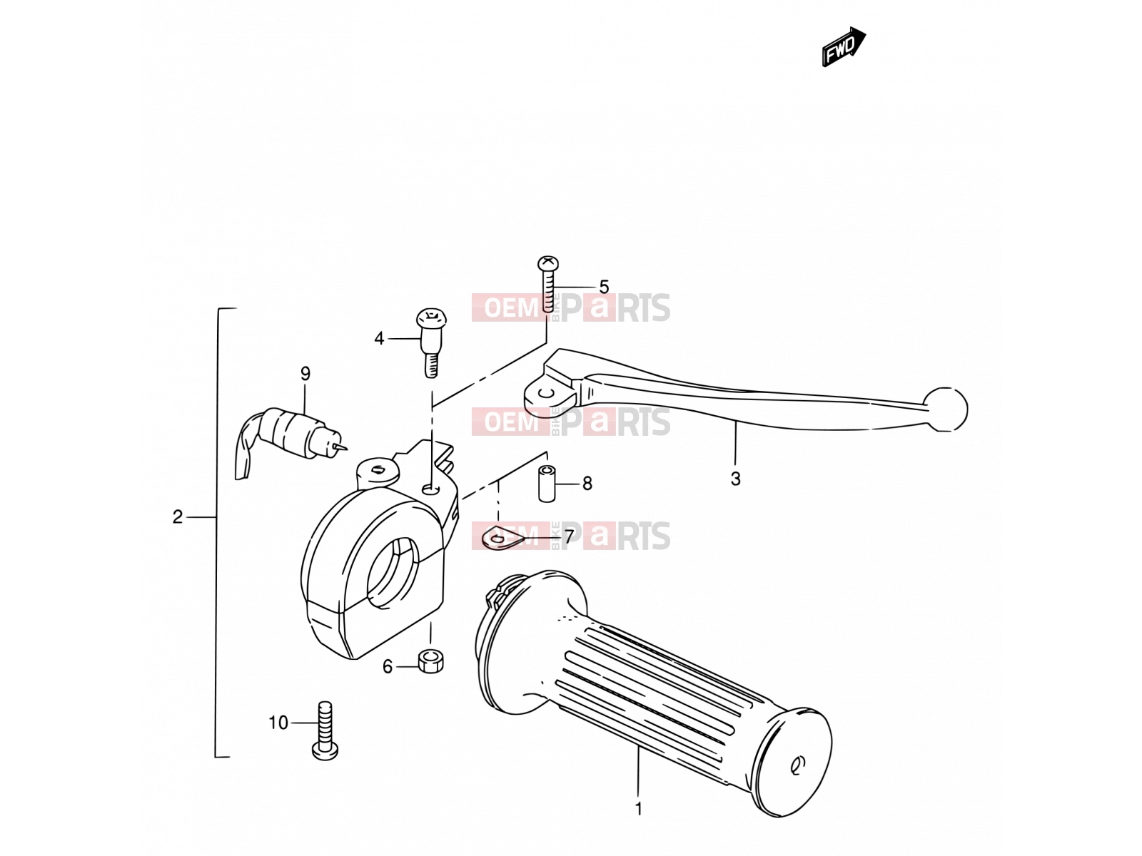 SUZUKI FZ50 G (1986) 48 - RIGHT HANDLE SWITCH (E06, E09, E10, E24, E25, E26)