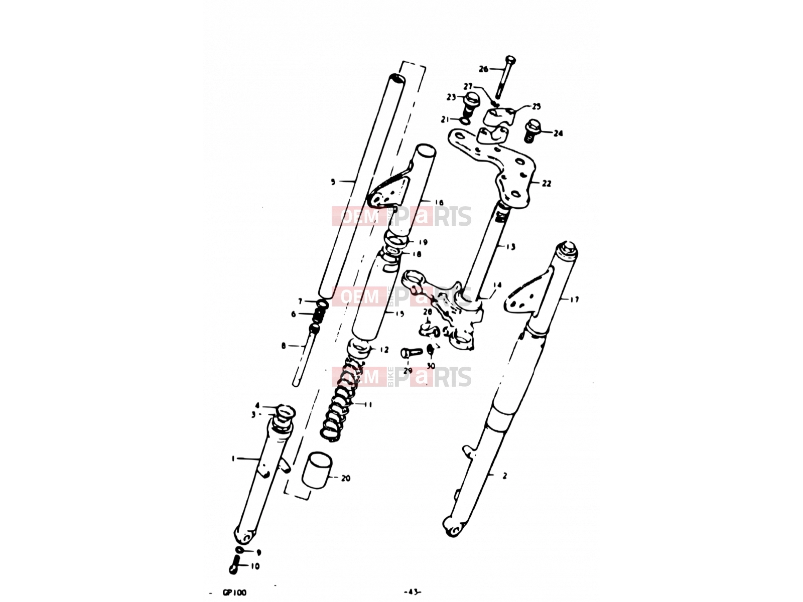 SUZUKI GP100 C (1978) 43 - FRONT FORK (E06)