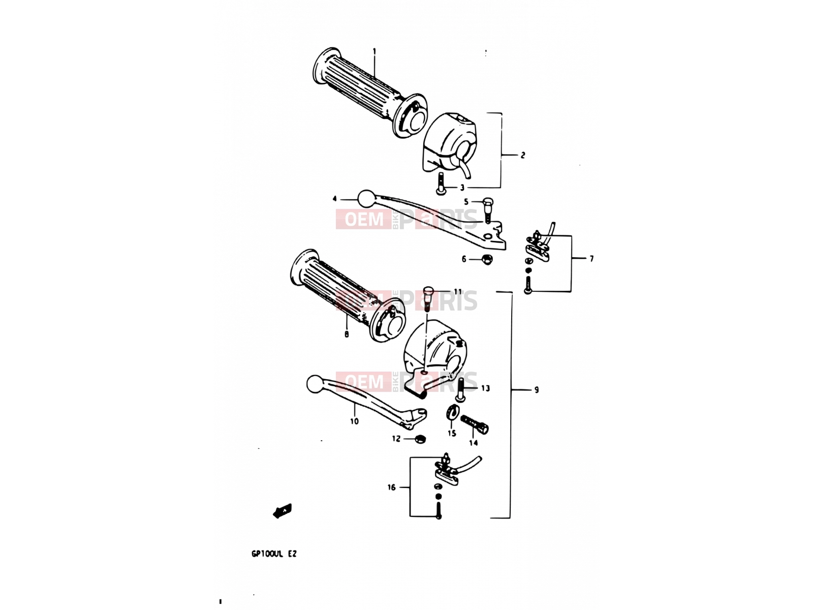 51 - RIGHT HANDLE SWITCH - Suzuki GP100 / GP100E D (1983)