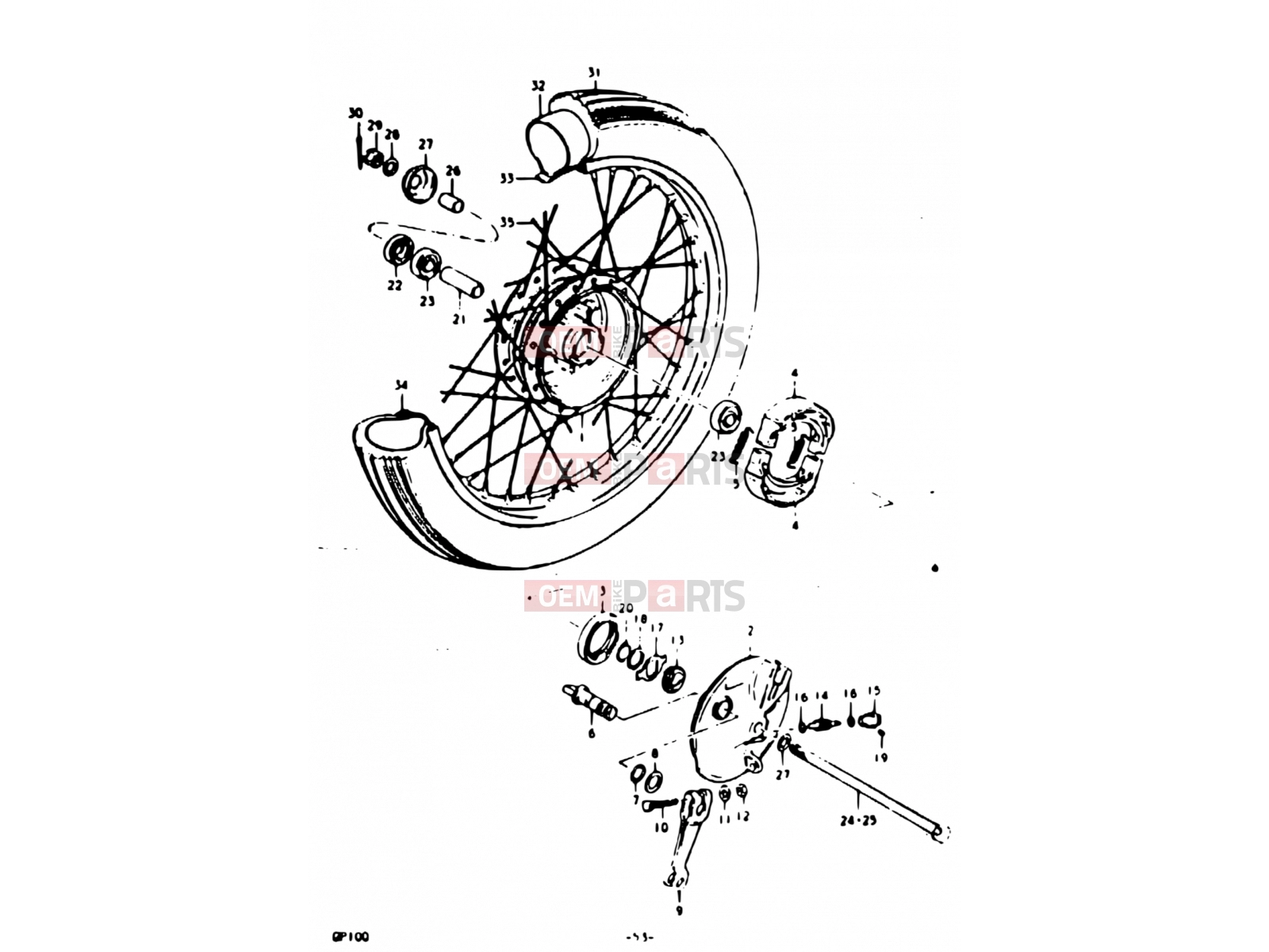 SUZUKI GP100U N (1992) 53 - FRONT WHEEL (E02, E06, E24)