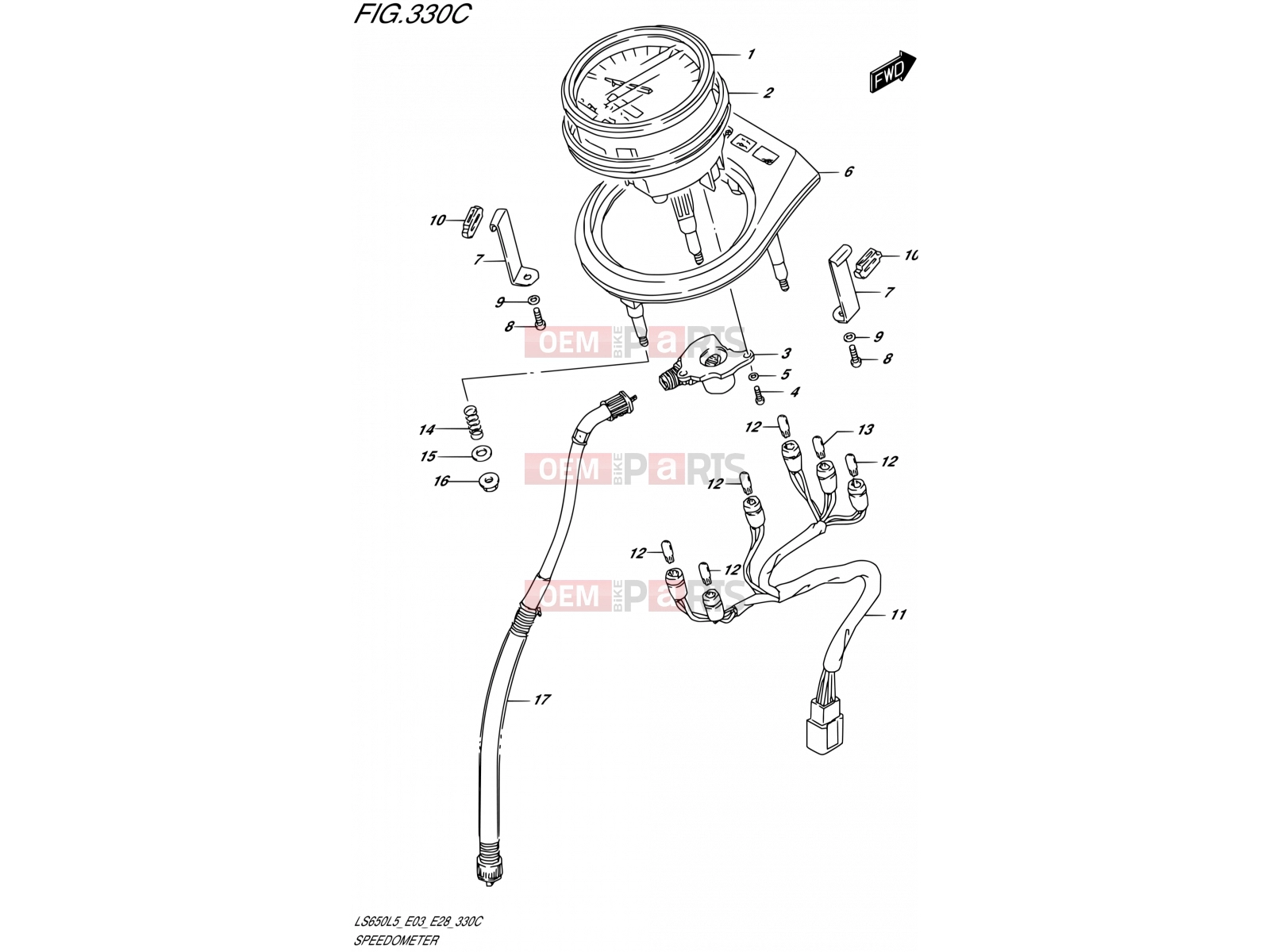 330C - SPEEDOMETER (LS650L5 E33) - Suzuki LS650 L5 (2015) Savage (E03,E28,E33)