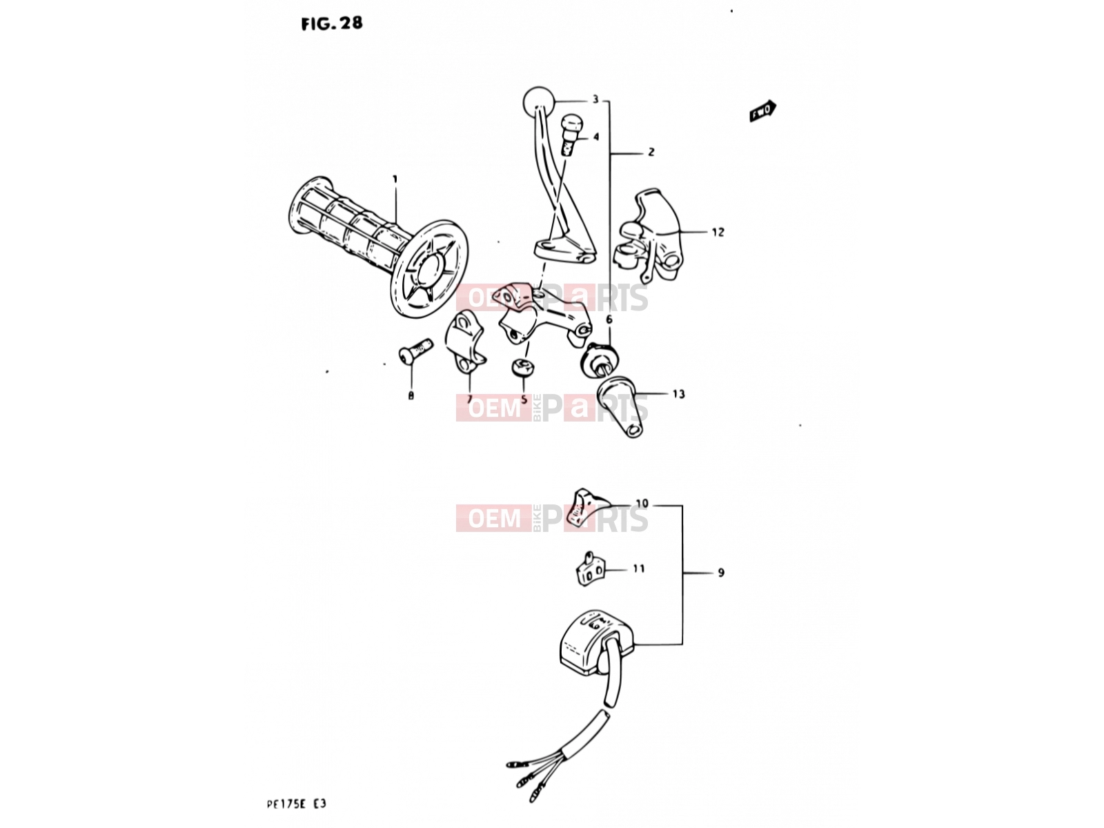 SUZUKI PE175 E (1984) 28 - LEFT HANDLE SWITCH