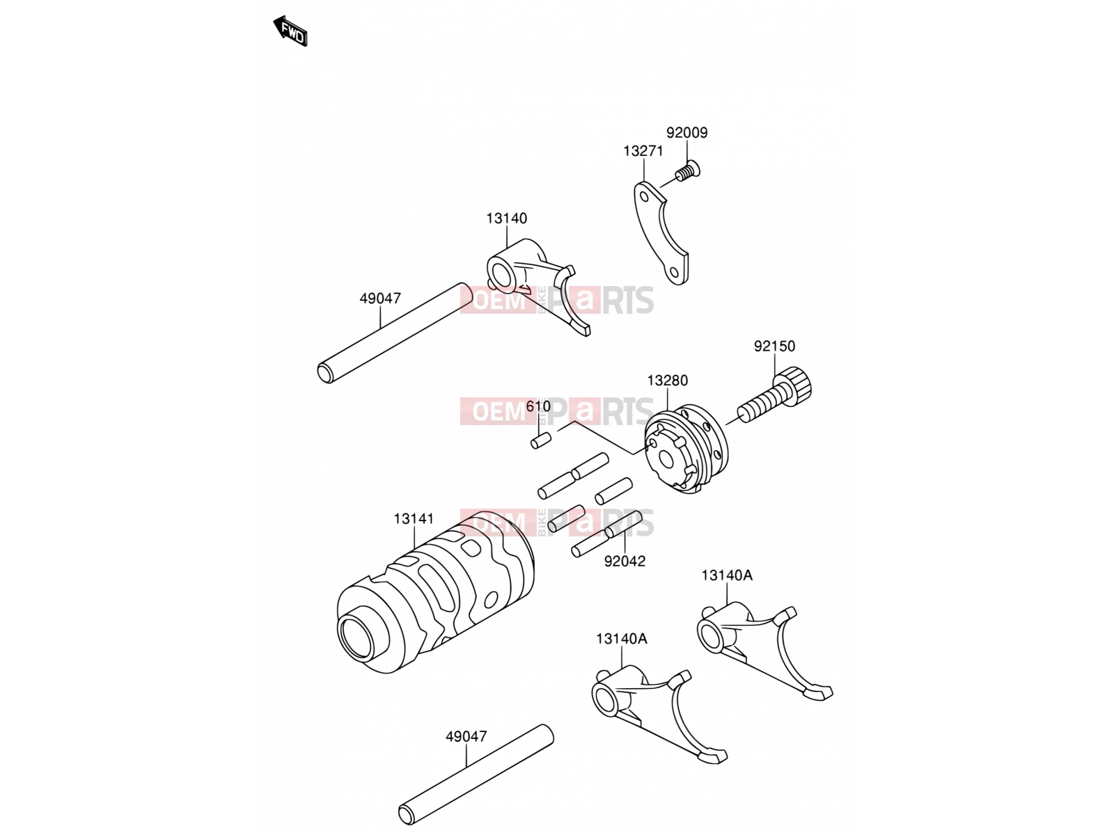 8 - GEAR CHANGE DRUM/SHIFT FORK - Suzuki RM65 K4 (2004) (E19)